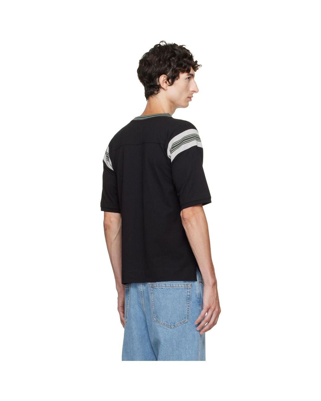 Dries Van Noten Black Striped T-Shirt for men