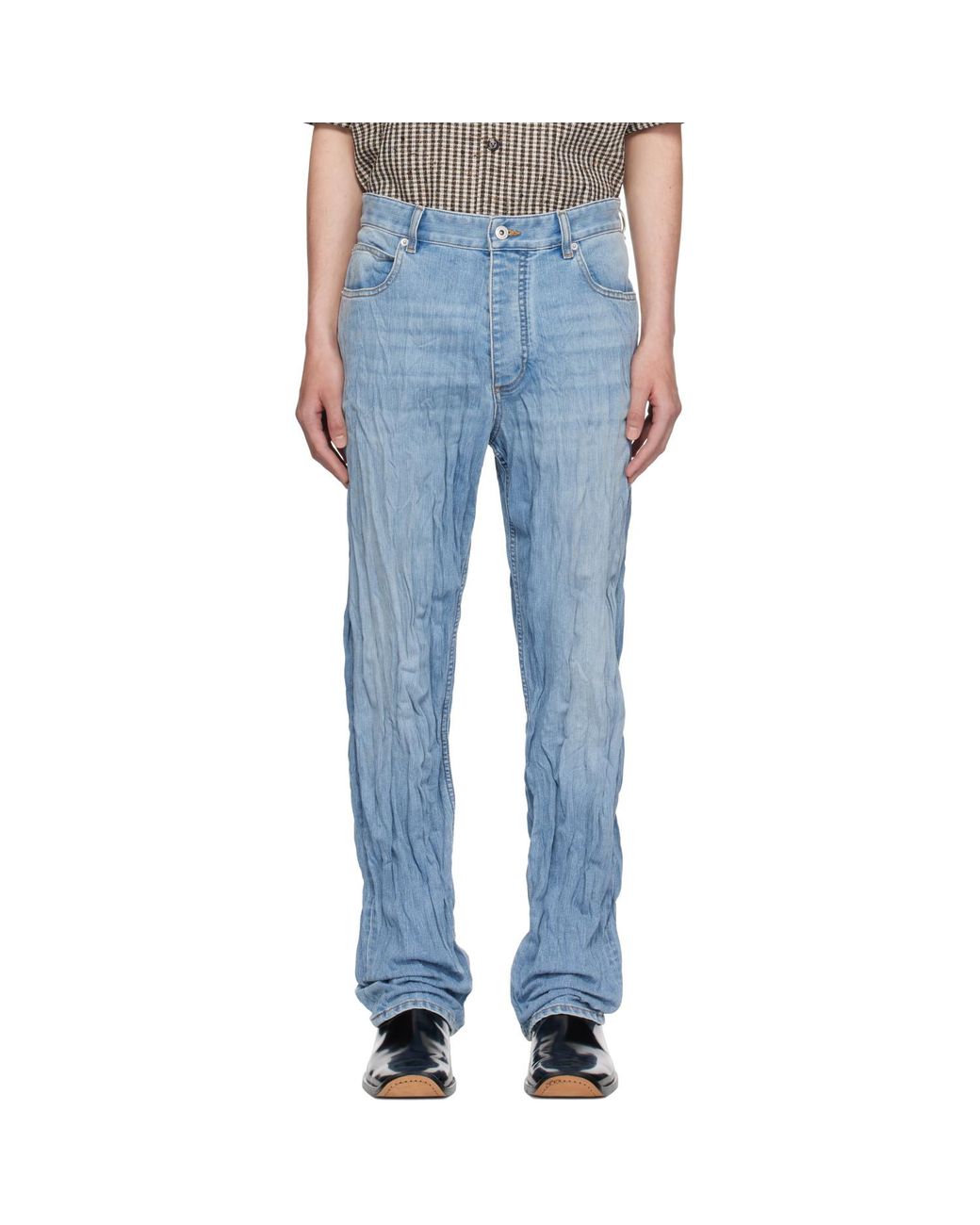 Bottega Veneta Blue Crushed Jeans for men