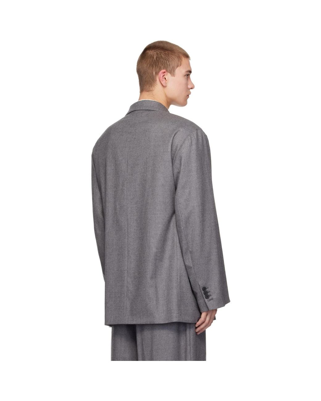 Ssstein Gray Oversized Peaked Lapel Blazer for men