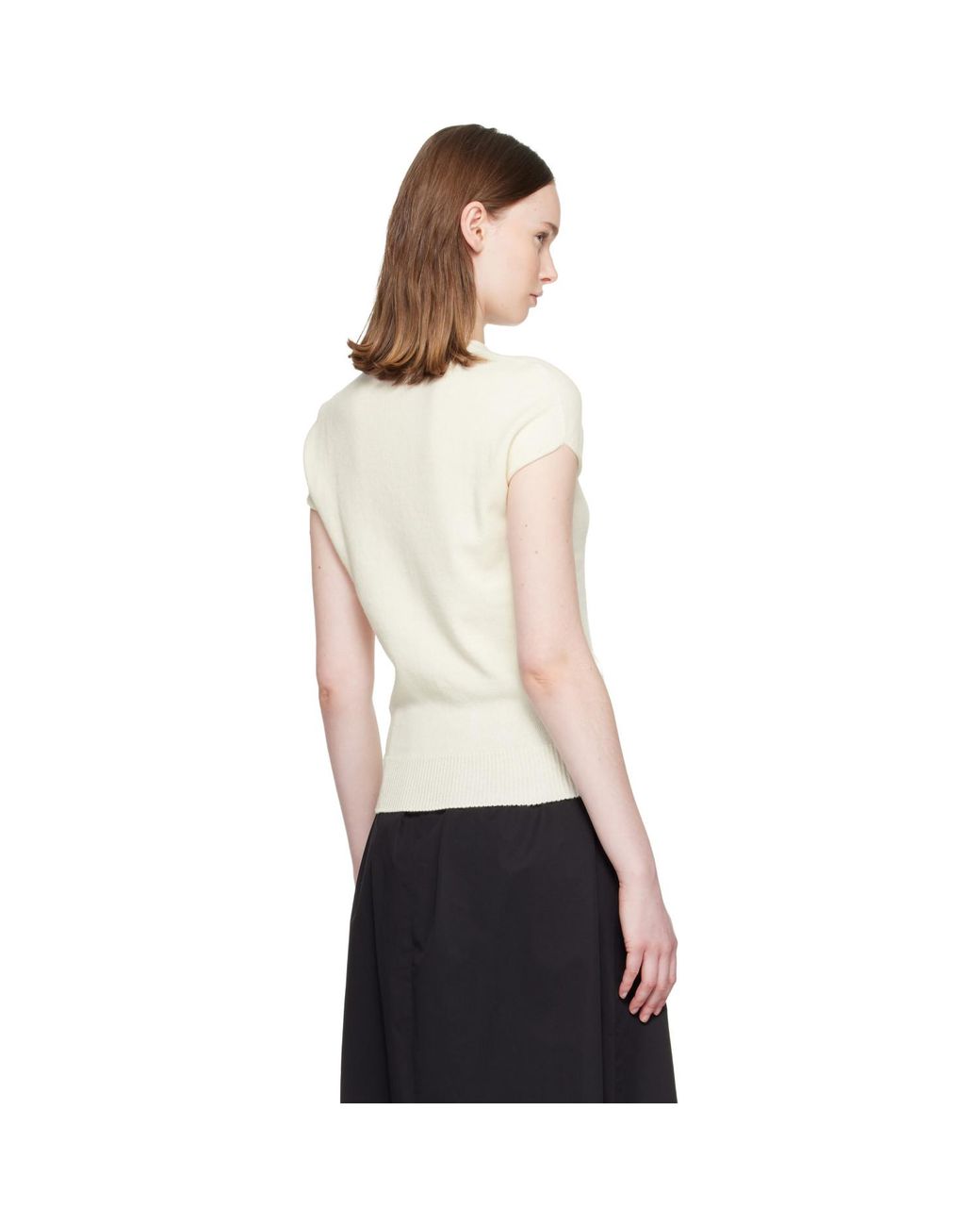 Balmain White Short Sleeve Cashmere Sweater