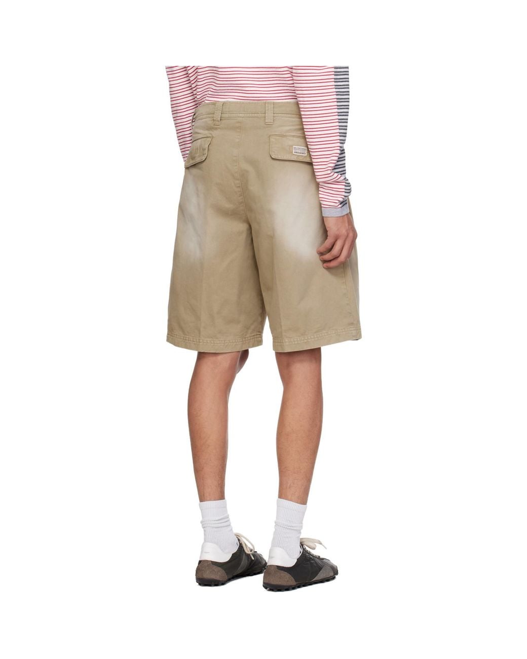 ERL Natural Pleated Chino Woven Denim Shorts for men
