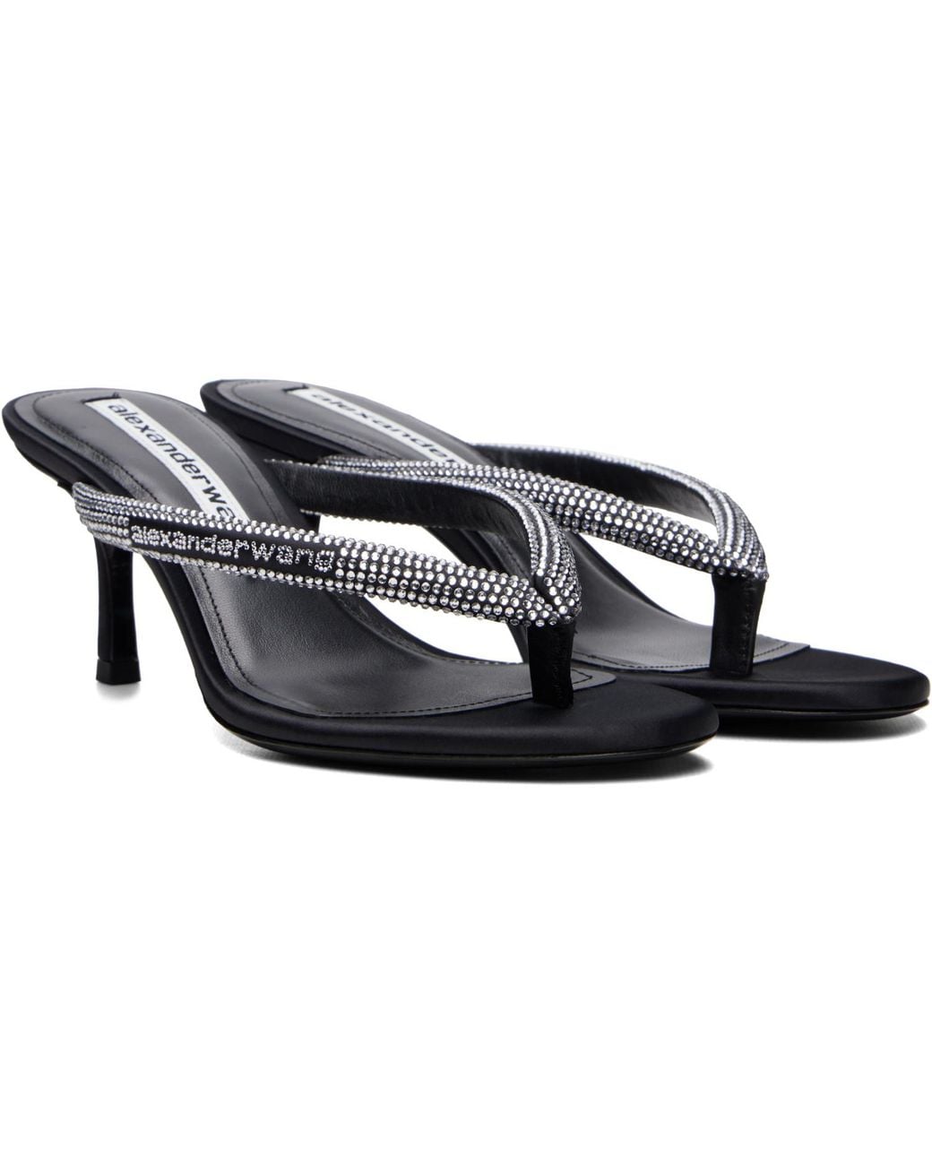 Alexander Wang Black Courtney 65Mm Thong Logo Sandals
