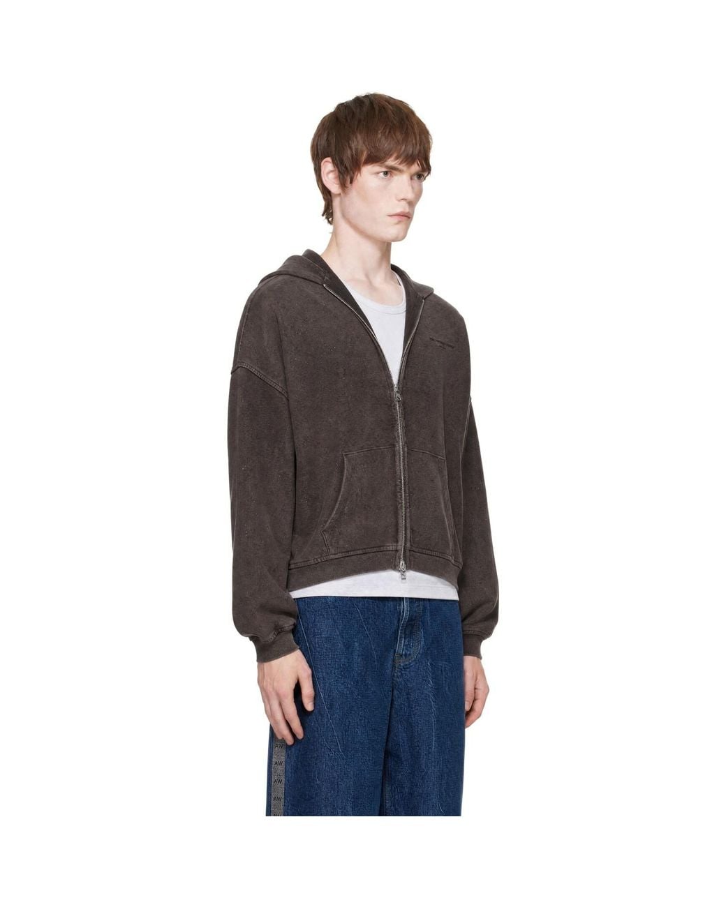 Alexander Wang Black Crystal Oversized Zip Hoodie for men