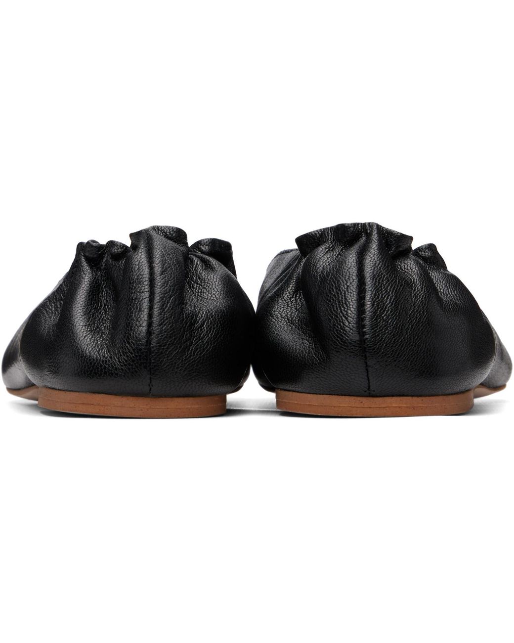 A.P.C. Black Square-Toe Leather Ballerina Flats