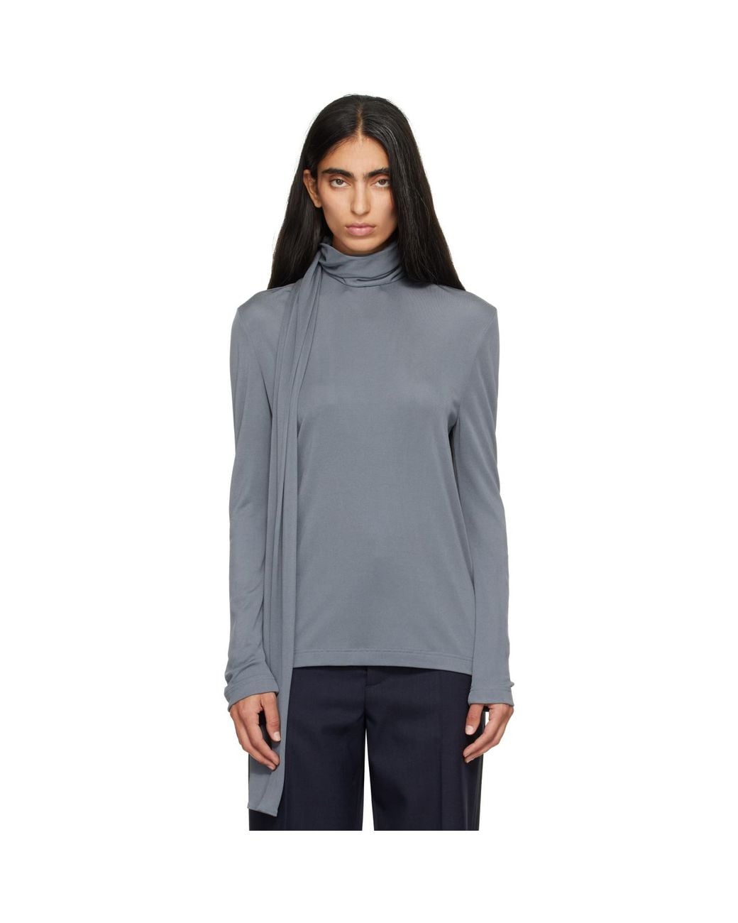 Bottega Veneta Gray Viscose Jersey Top