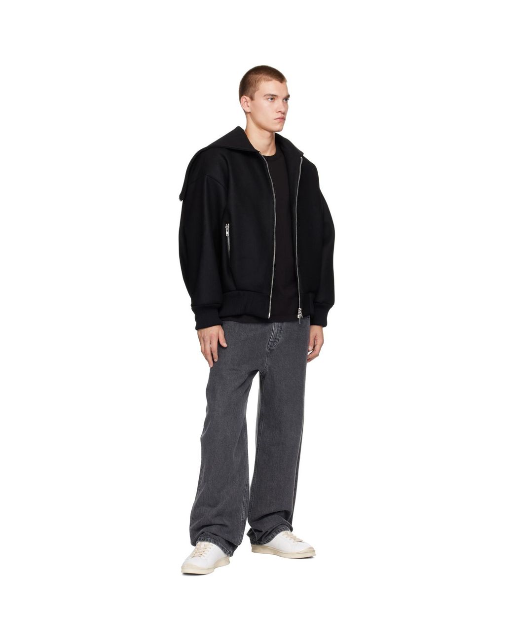 Simone Rocha Black Oversized Split Hood Jacket for men