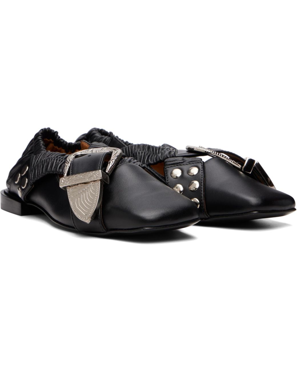 Toga Black Cross Strap Ballerina Flats