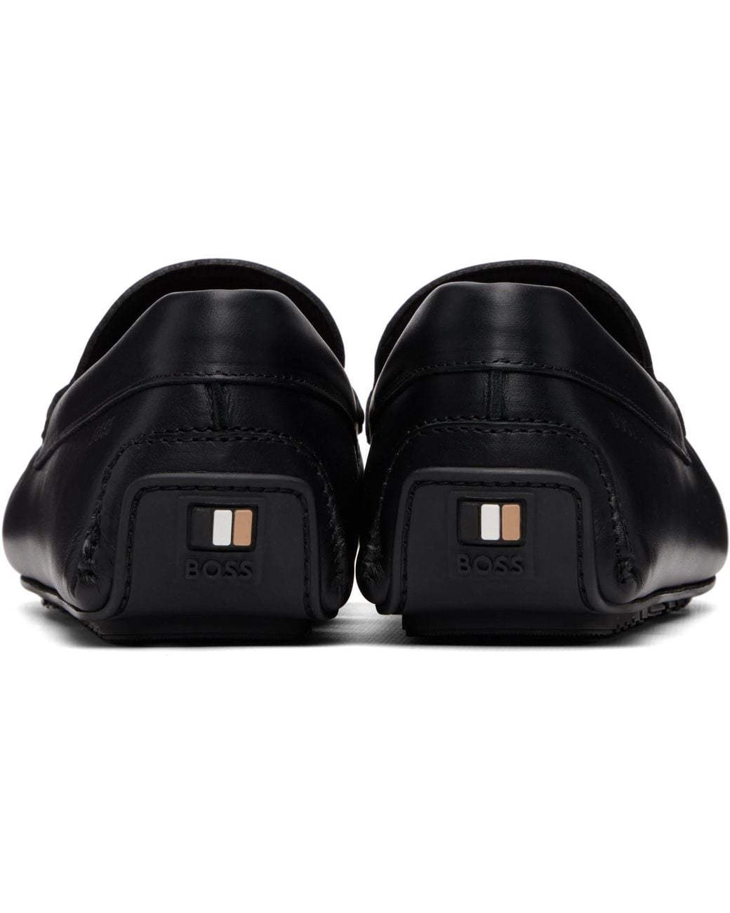 Boss Black Woven Vamp Leather Loafers for men