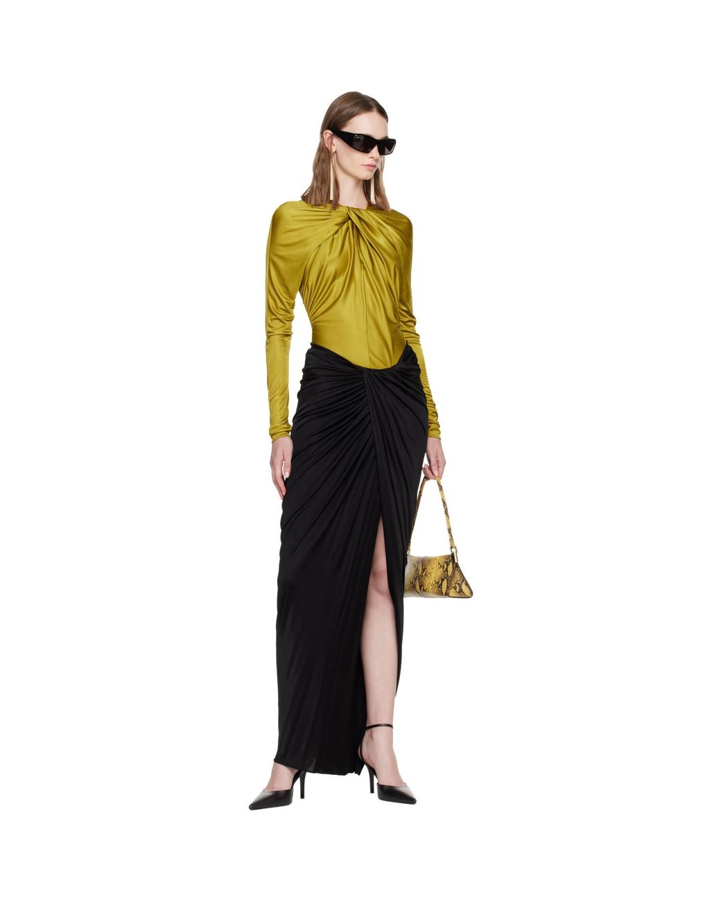 Balmain Green Ls Twist Detail Bodysuit