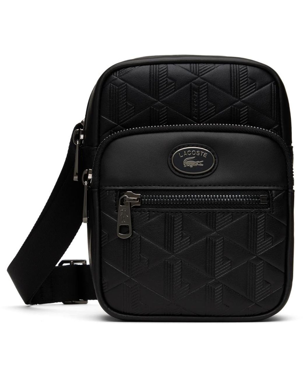LACOSTE 牛革 ブラック ボディバッグ