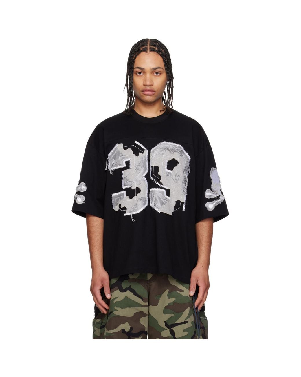 Mastermind Japan '39' Distressed Patch Half Sleeve T-Shirt in
