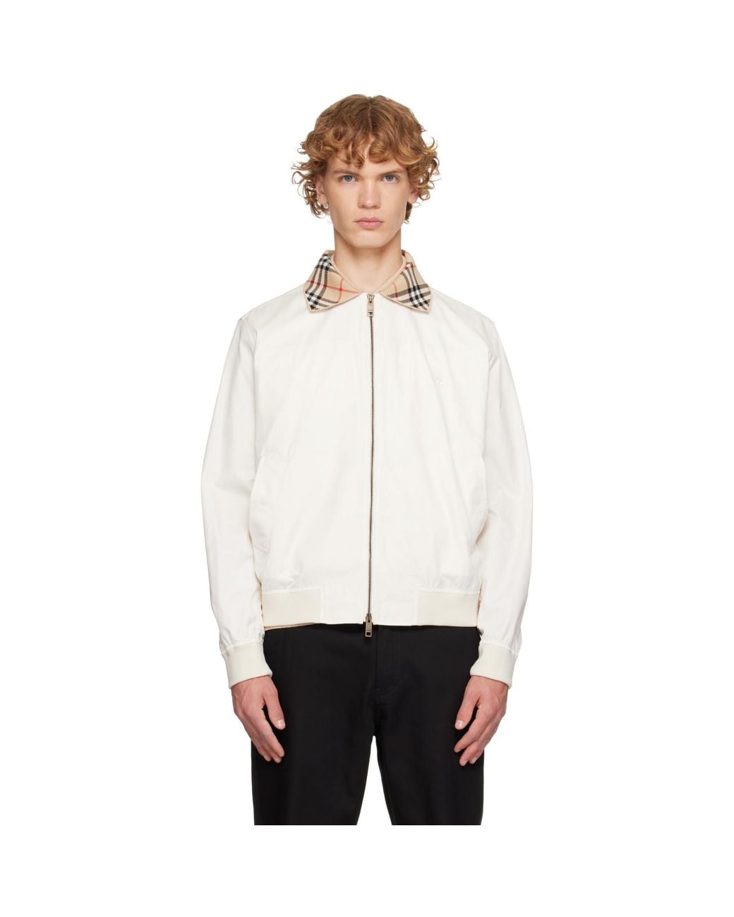 Burberry White Off- Gabardine Glenfields Harrington Jacket for men