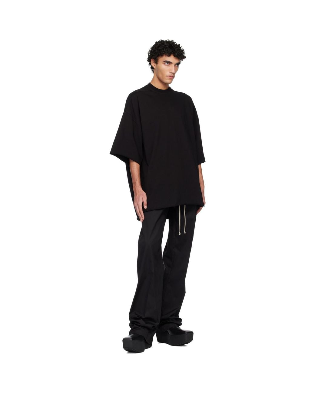 Rick Owens Black Temple Dietrich Drawstring Trousers for men