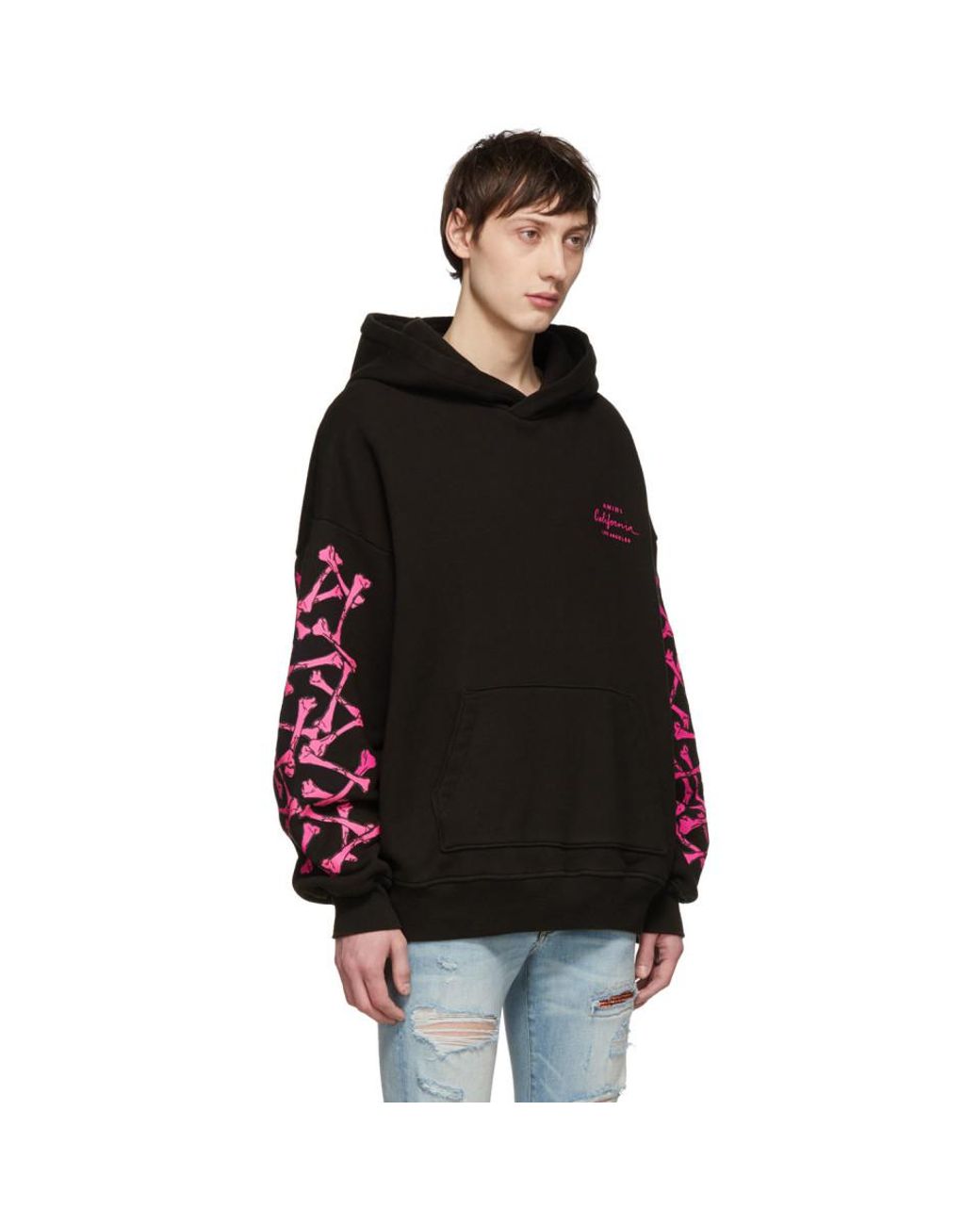 Amiri Black And Pink Bones Hoodie for Men Lyst