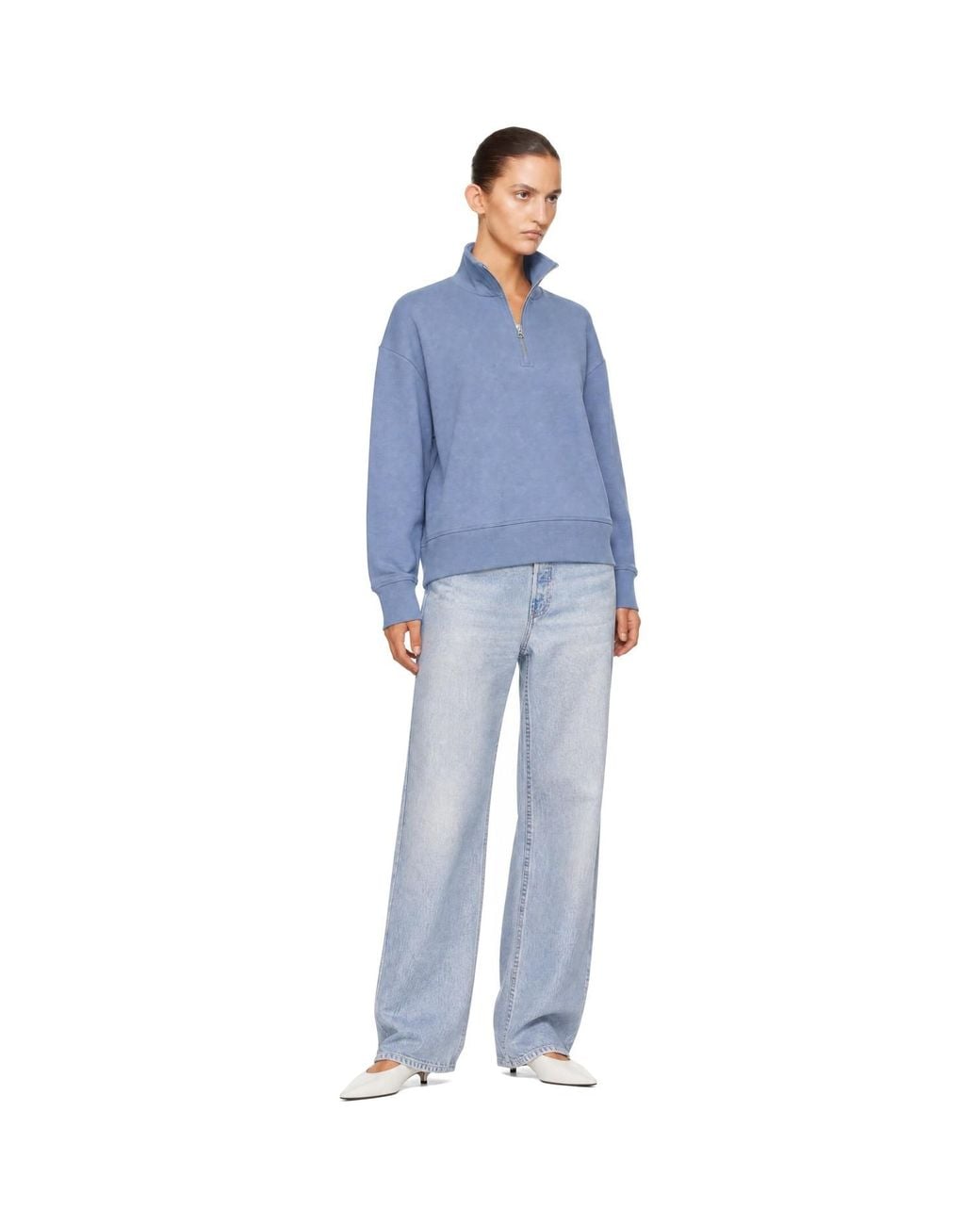Rag & Bone Blue Everyday Terry Half-Zip Sweater
