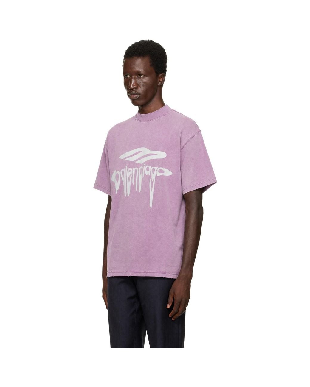 Balenciaga Purple 3B Liquified Oversized T-Shirt for men