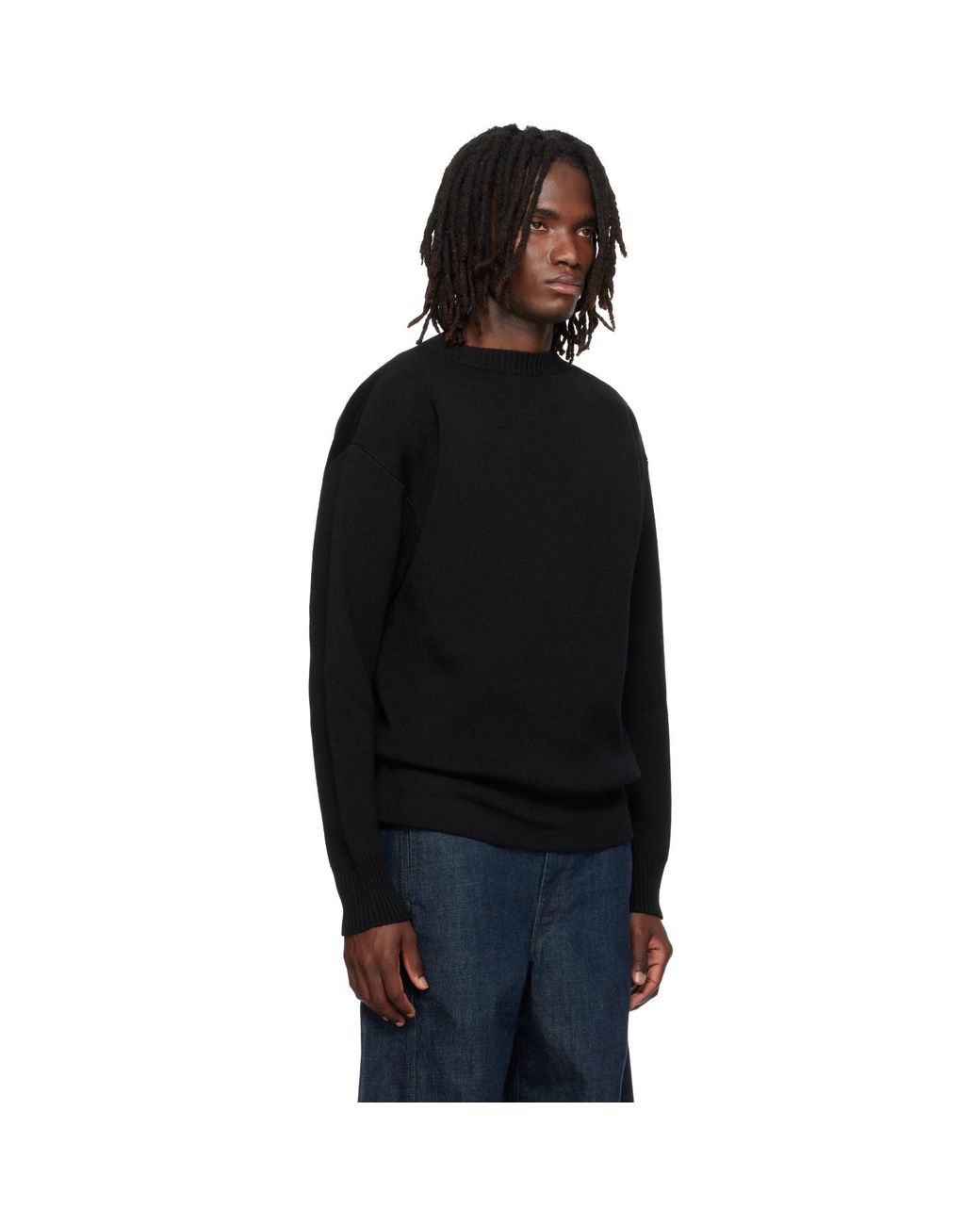 Lemaire Black Boat-Neck Double-Face Virgin Wool Sweater for men