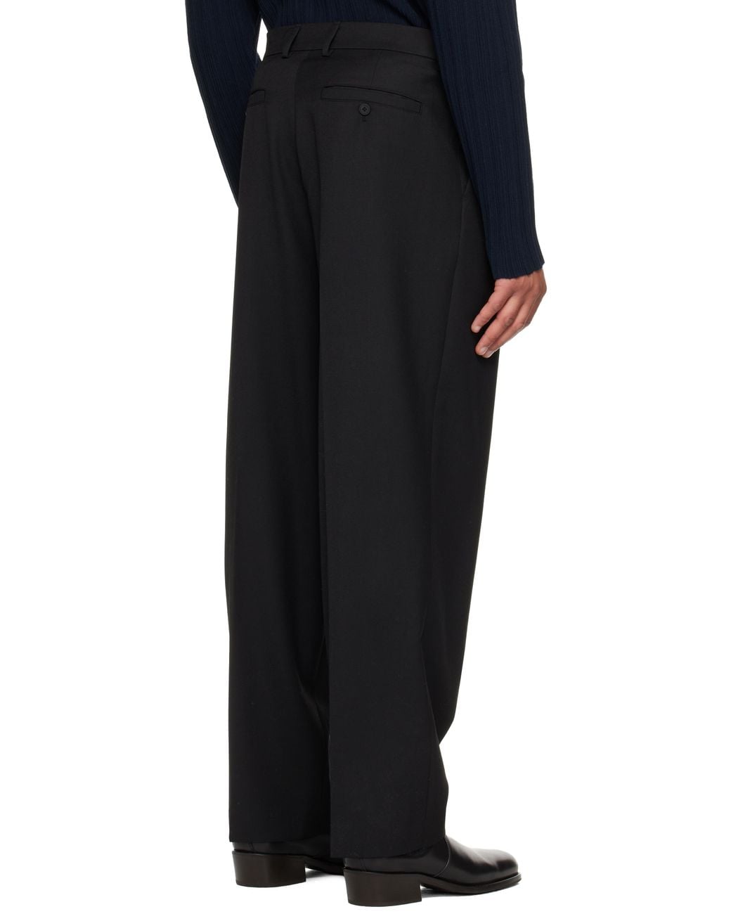 LE17SEPTEMBRE Black Two Tuck Wool Trousers for men