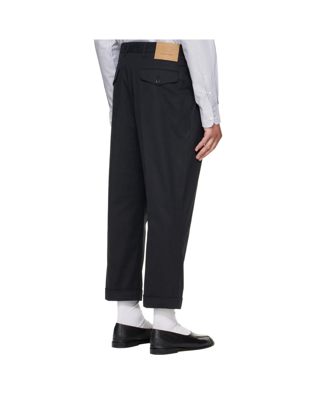 AMI Black Cotton Carrot Oversized Trousers for men