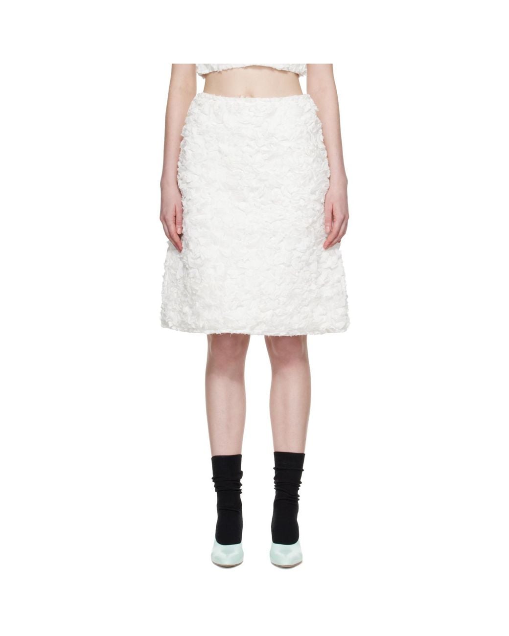 ShuShu/Tong White A-Line Midi Skirt
