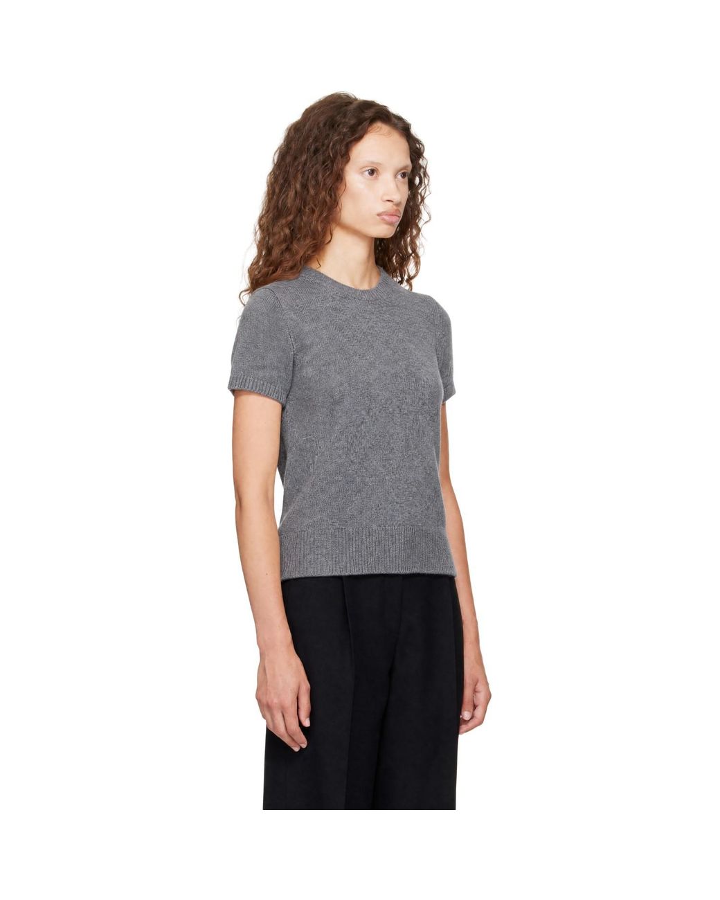 DUNST Gray Half Sleeve Knit Top