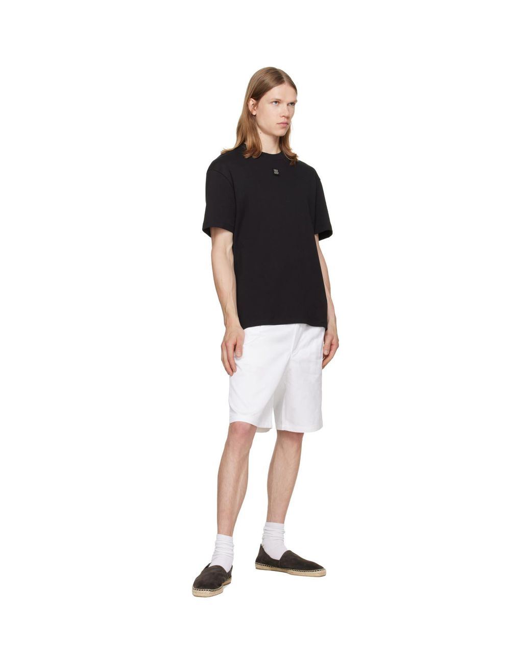 HUGO Black Interlock-Cotton Stacked-Logo T-Shirt for men