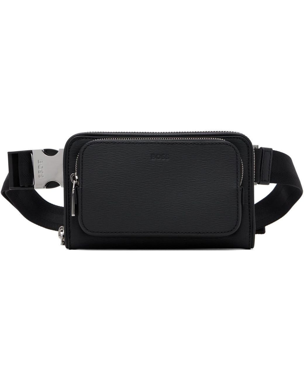 Boss Black Saffiano Leather Messenger Bag for men