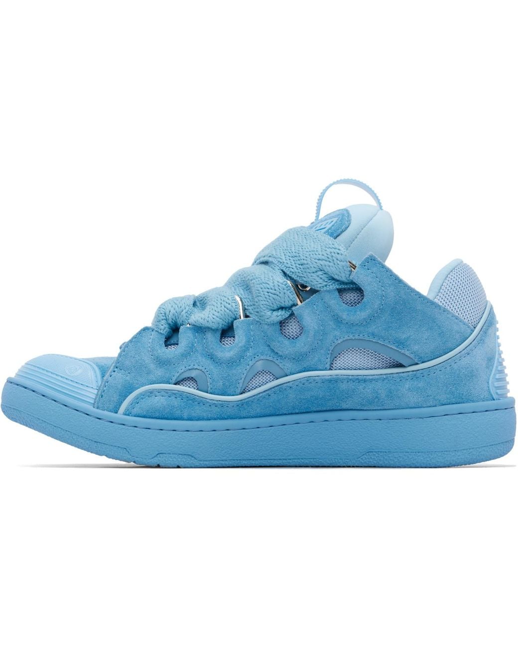 Lanvin Blue Curb Monochrome Suede Sneakers for men