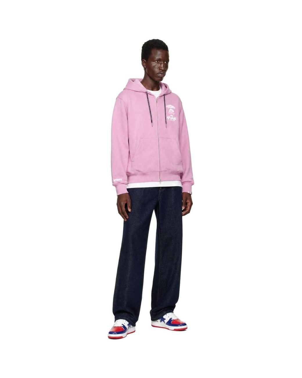 Aape By A Bathing Ape Pink 'Aape' Basic Zip Up Hoodie for men