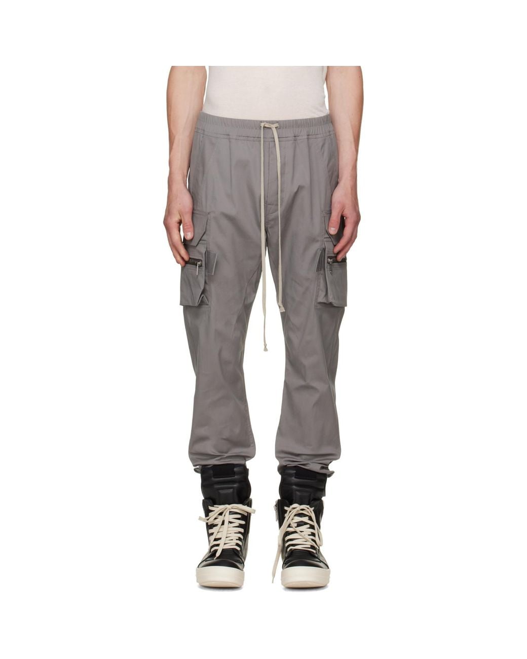 Rick Owens Gray Tower Mastodon Cargo Pants for men