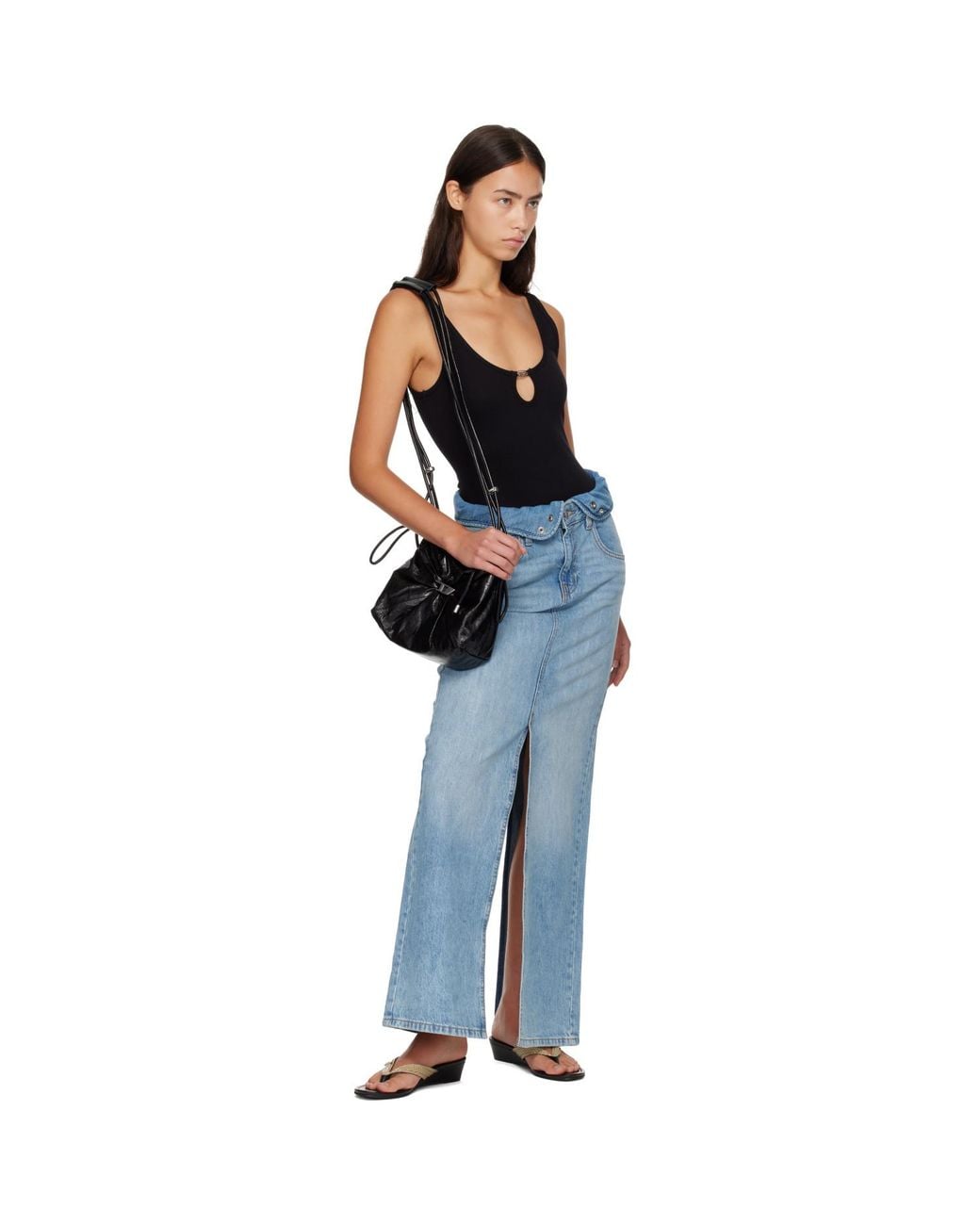 DIESEL Blue Jean-Illusion Denim Maxi Skirt