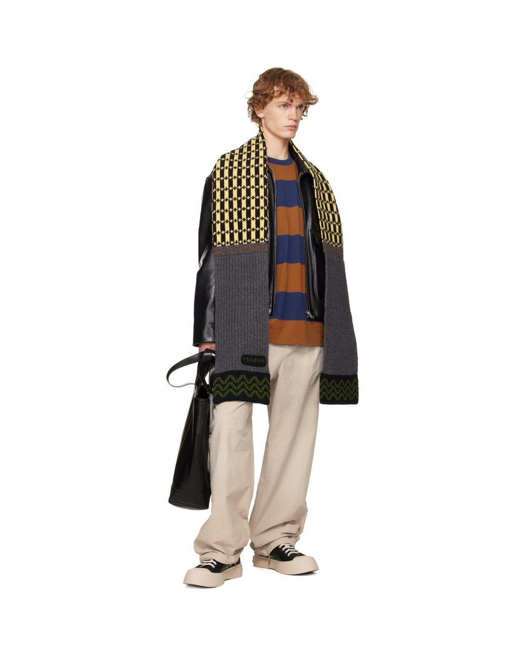 Marni Gray Wool Scarf for men