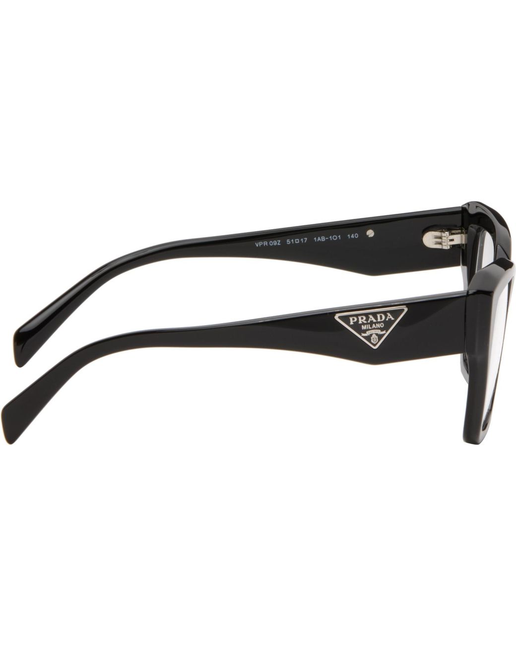 Prada Black Symbole Rectangle Acetate Glasses