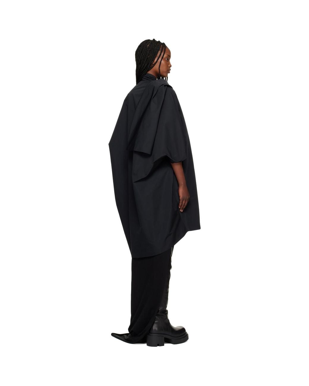 Rick Owens Black Temple Sail Biker Coat