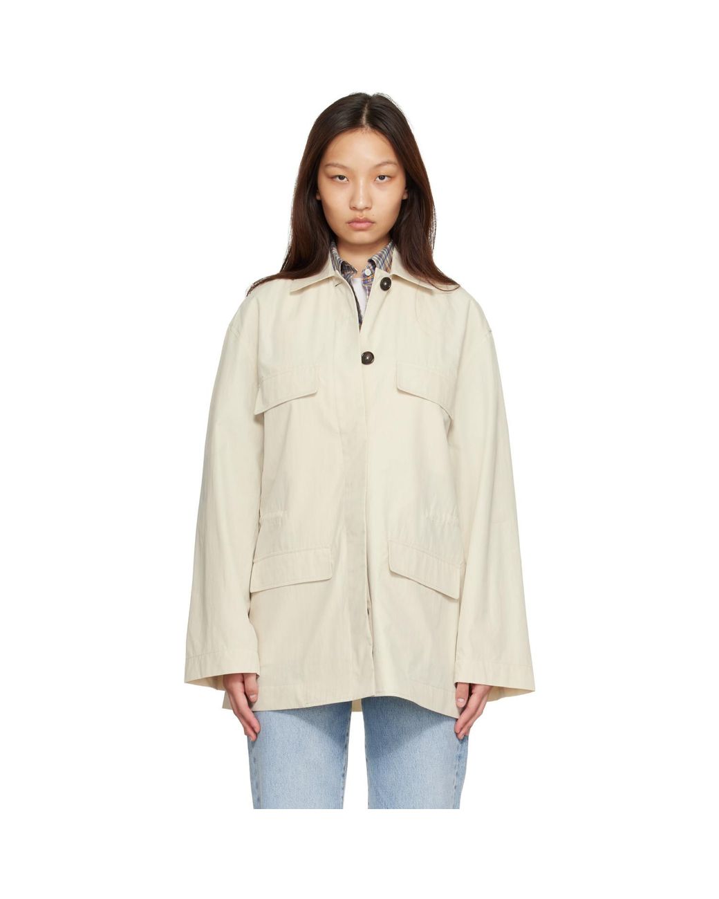 Totême Natural Off- Collared Drawstring Jacket