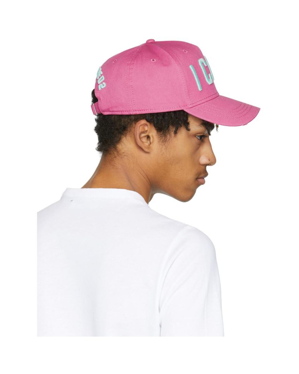 DSquared² Cotton Pink Icon Cap for Men 
