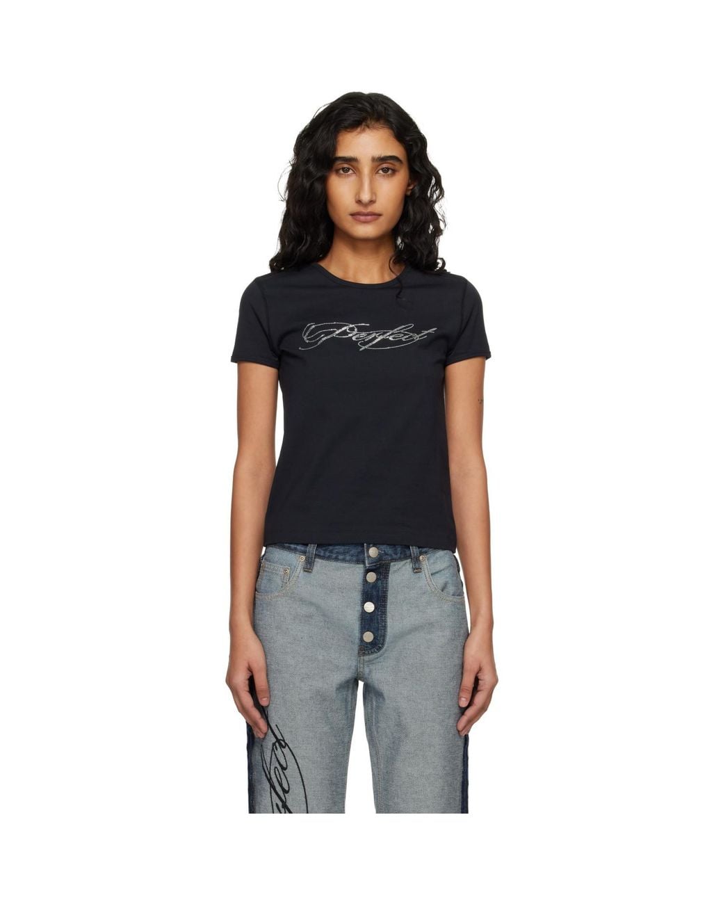 Marc Jacobs Black 'Perfect' Shrunken T-Shirt