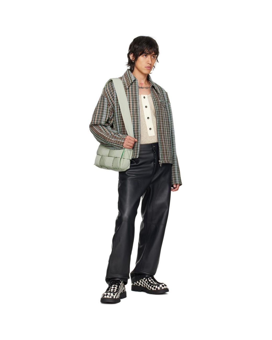 Bottega Veneta Black Cargo Leather Pants for men