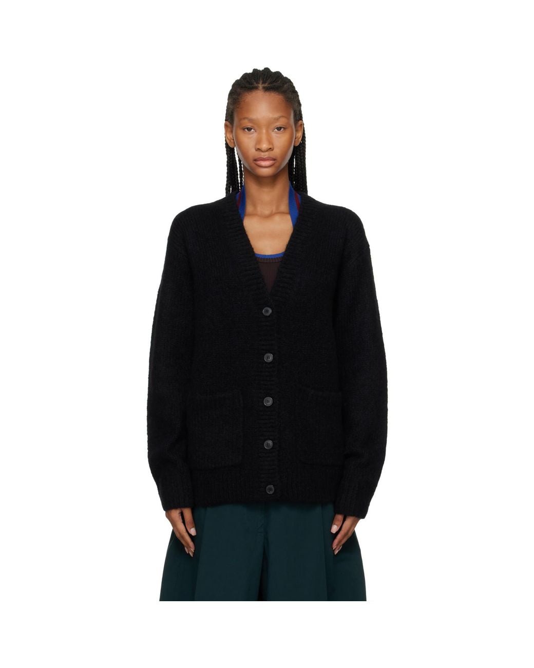 Dries Van Noten Black Alpaca Cardigan