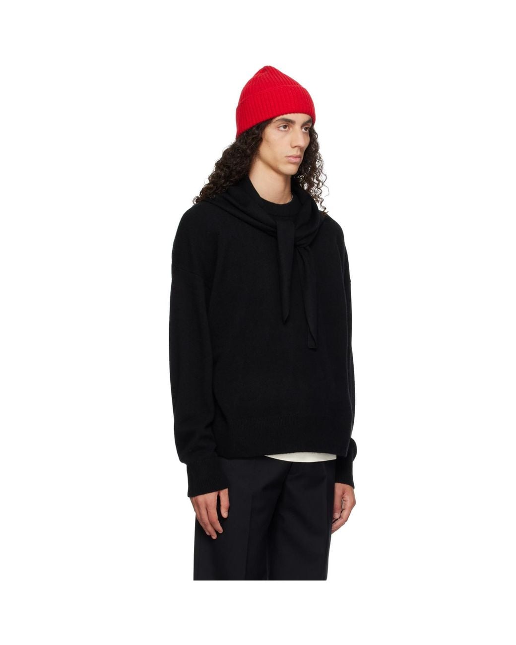 YACAIA Black Y-0008 Oversized Merino Cashmere Sweater for men