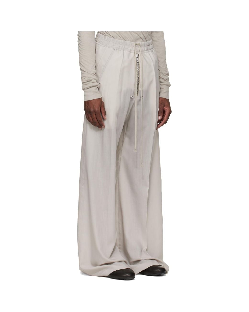 Rick Owens White Off- Temple Wide Bela Trousers for men