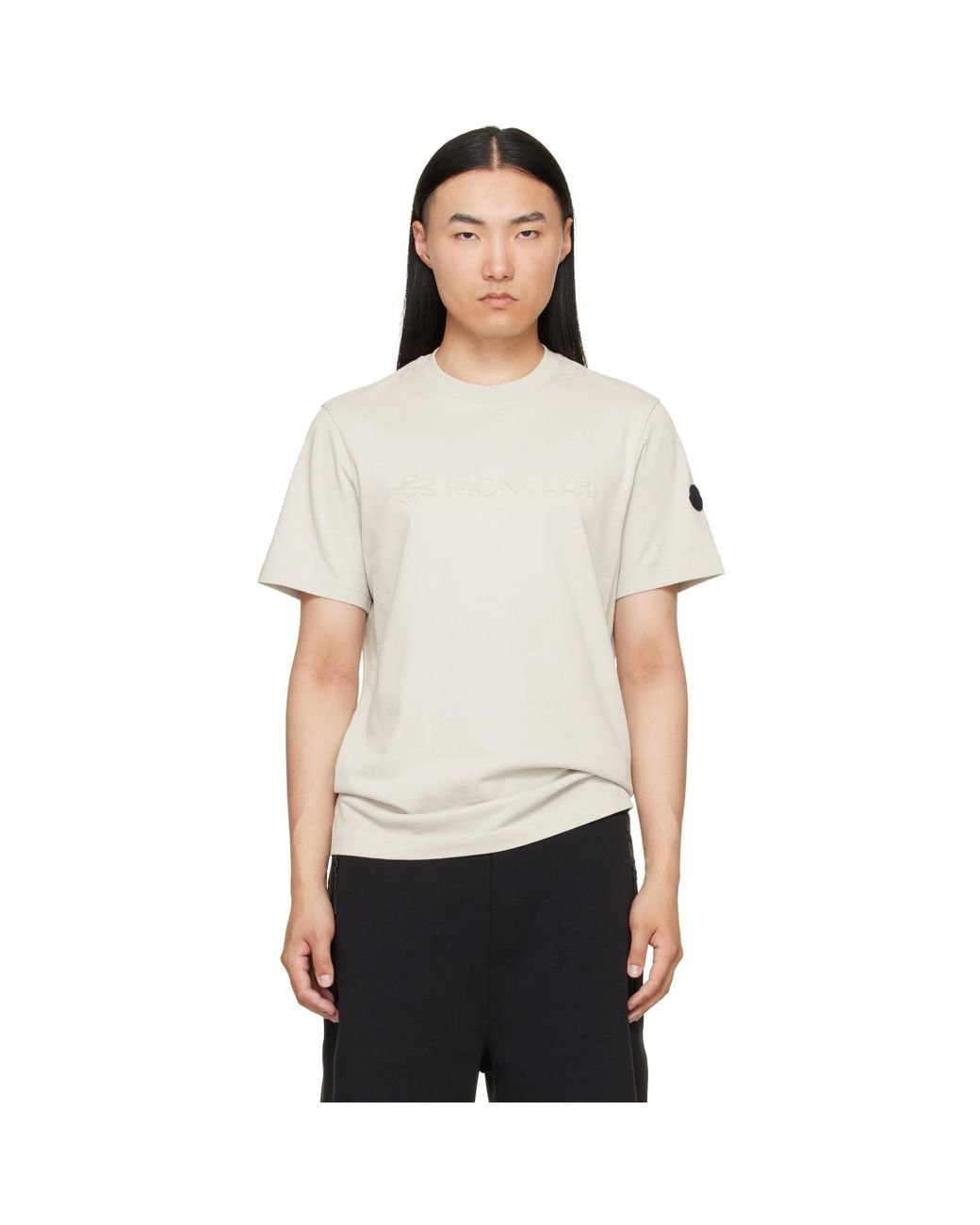 Moncler White Logo Cotton T-Shirt for men
