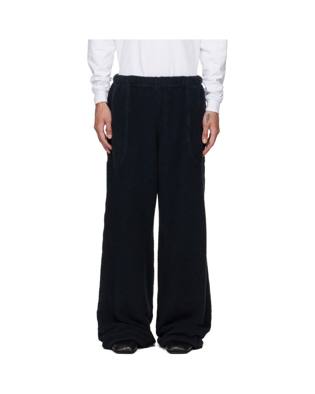 Les Tien Black Heavyweight Invert Pocket Lined Sweatpants for men