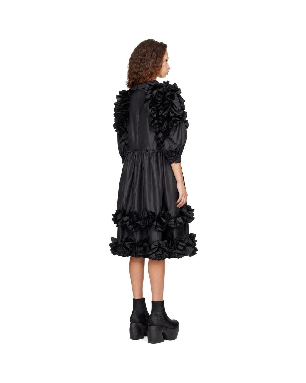 Comme des Garçons Black Taffeta Garment Washed Midi Dress