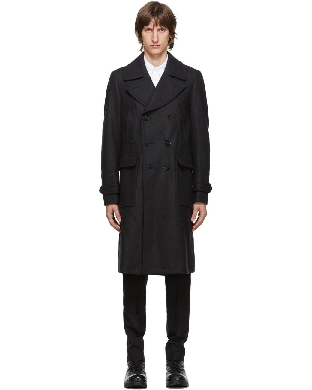 Belstaff Grey Wool Milford Coat in Black for Men | Lyst