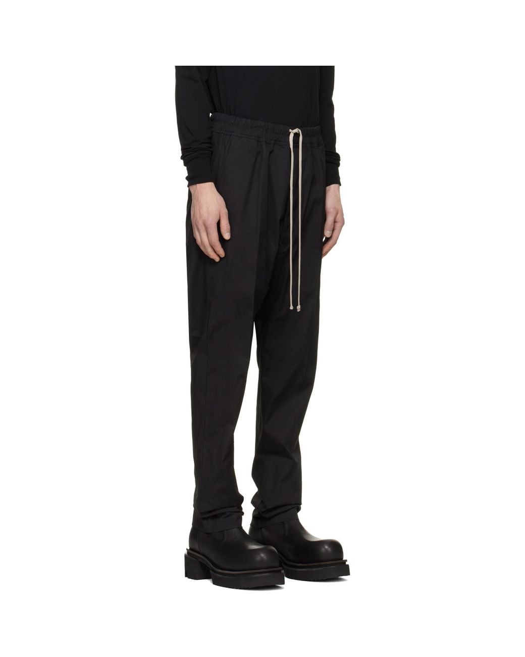 Rick Owens Black Tower Drawstring Long Trousers for men