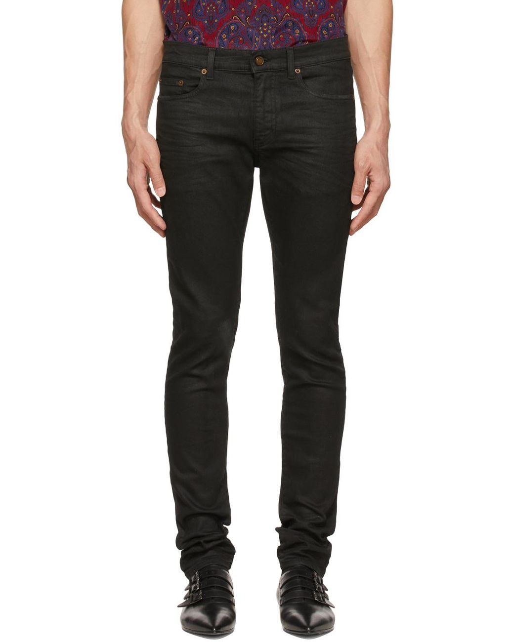 Homme Vêtements Jeans Jeans slim Jean slim a taille mi-haute Jean Saint Laurent pour homme en coloris Noir 