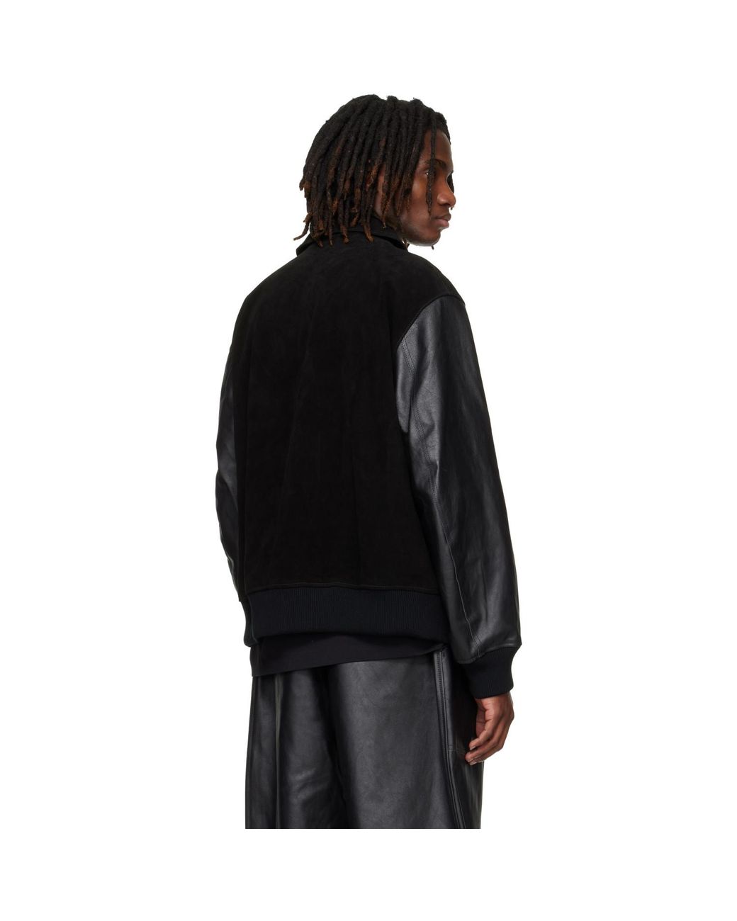 Y-3 Black Mercedes-Amg F1 Edition Racing Leather Jacket for men
