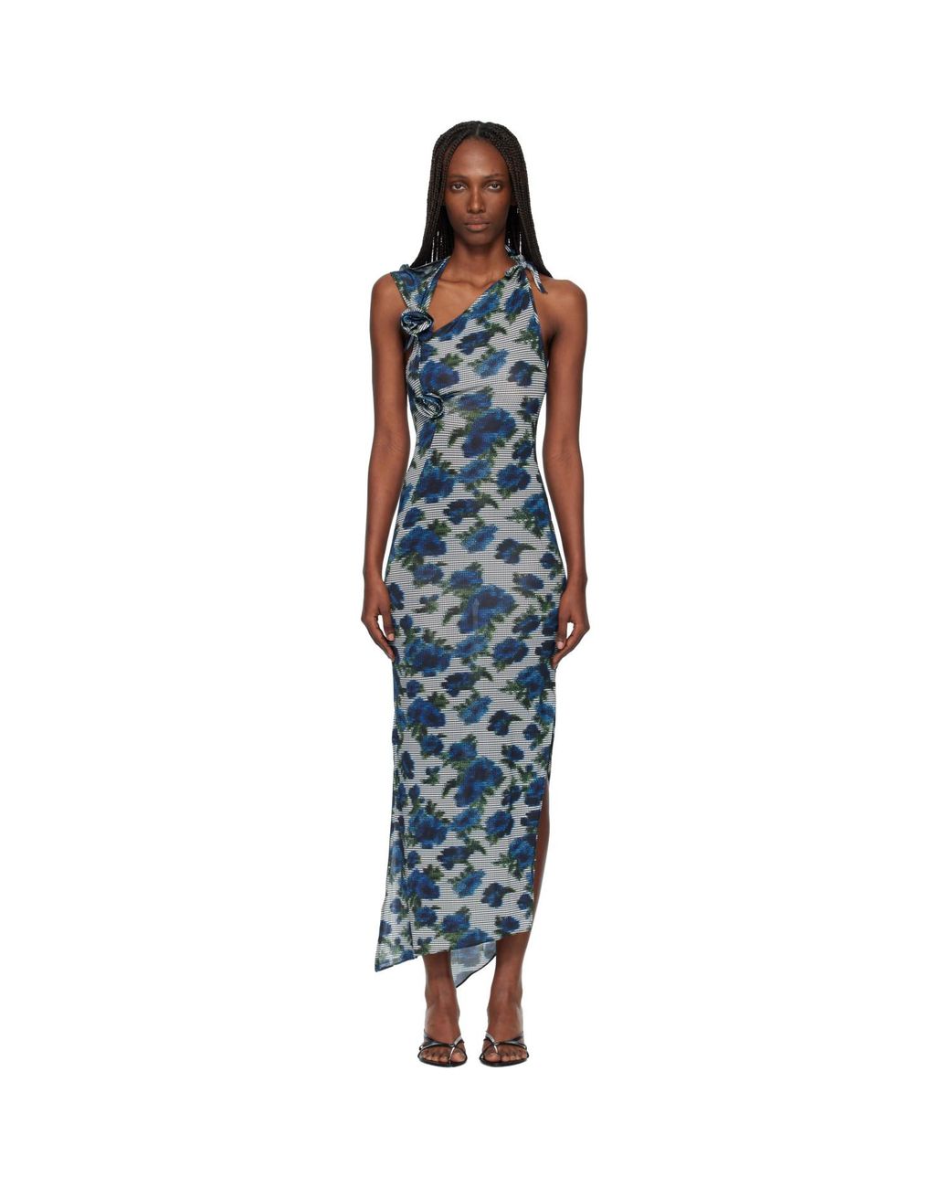 Coperni Black Flower Midi Dress