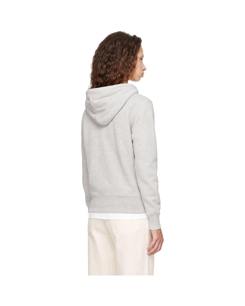 AMI Gray Contrasted Ami De Coeur Hoodie